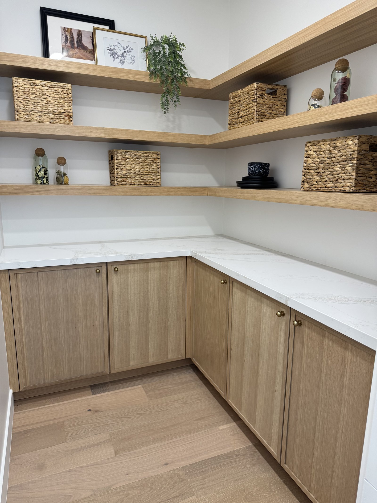 Hidden pantry and concealed oak storage