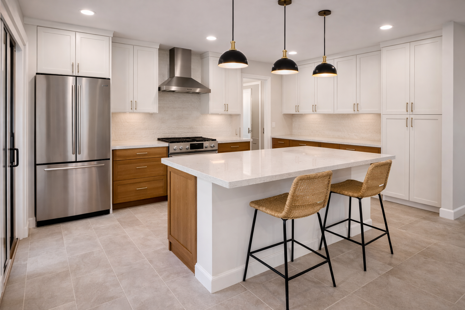 Fix and flip kitchen renovation in Phoenix AZ Arcadia neighborhood with updated cabinetry and open layout