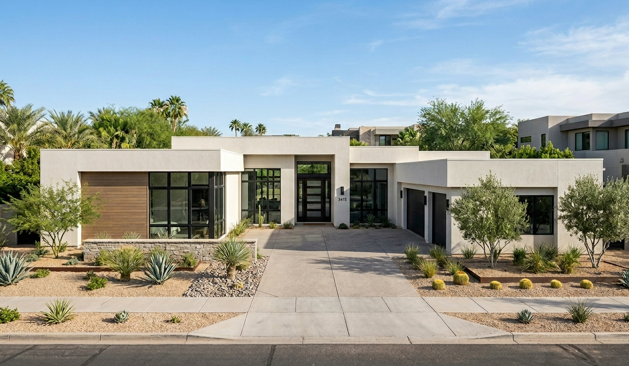 Luxury custom new build home in Phoenix AZ with high-end finishes and open floor plan